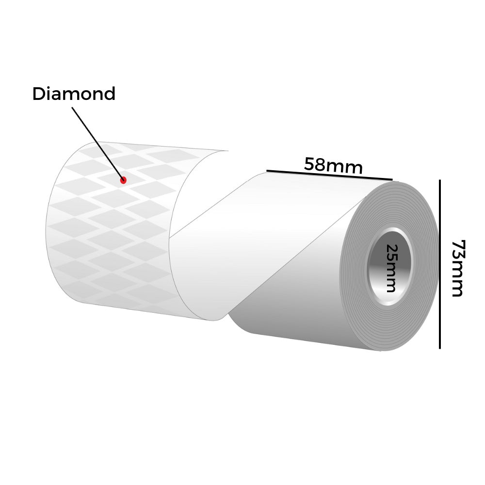 Étiquettes thermiques linerless 58 x 73 x 25 mm - 51.8 m MaxStick Iconex 2GOPlusD, adhésif repositionnable (carton de 24 rouleaux), MS2141702GOPLUSD