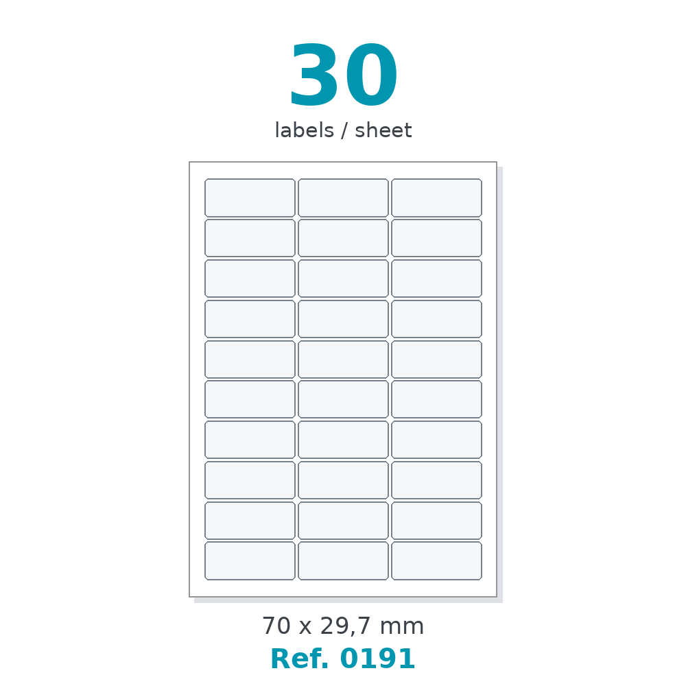 A4 label sheet layout - Ref. 0191