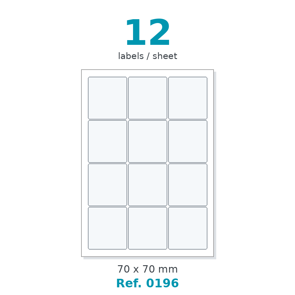 A4 label sheet layout - Ref. 0196