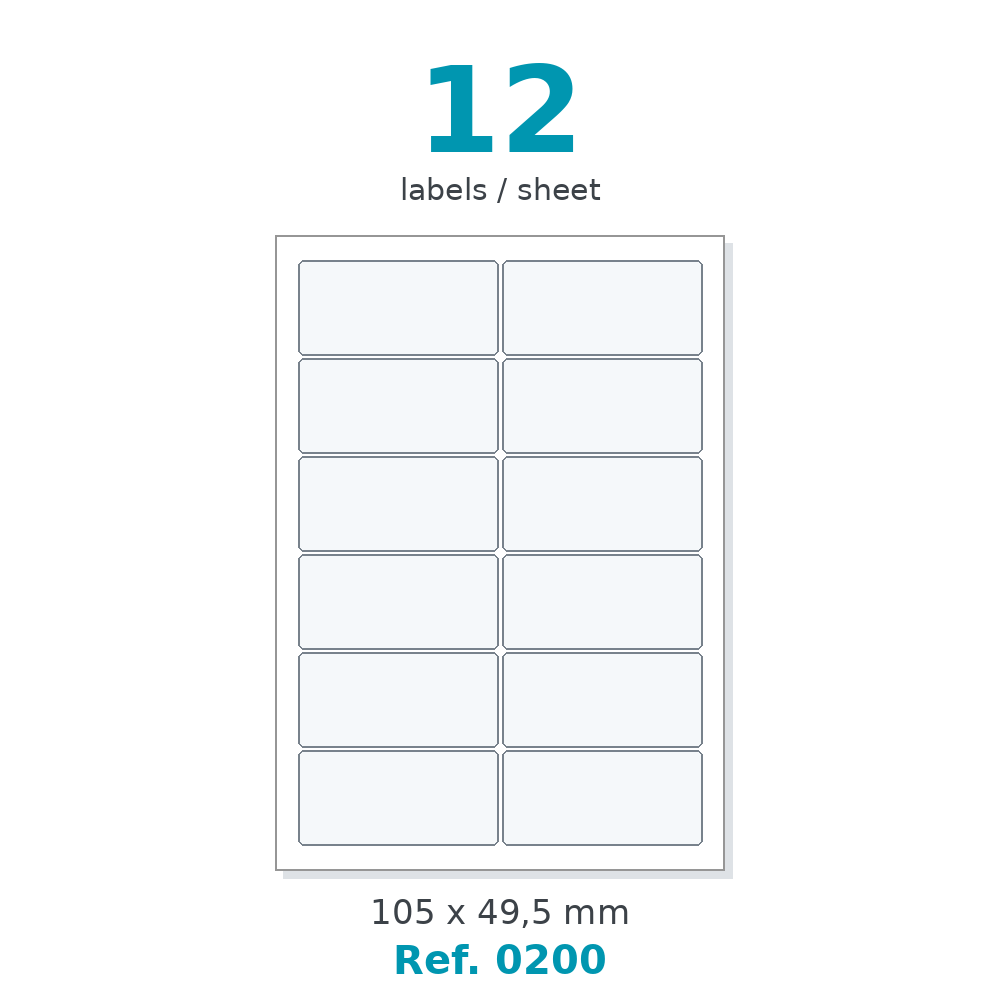 A4 label sheet layout - Ref. 0200