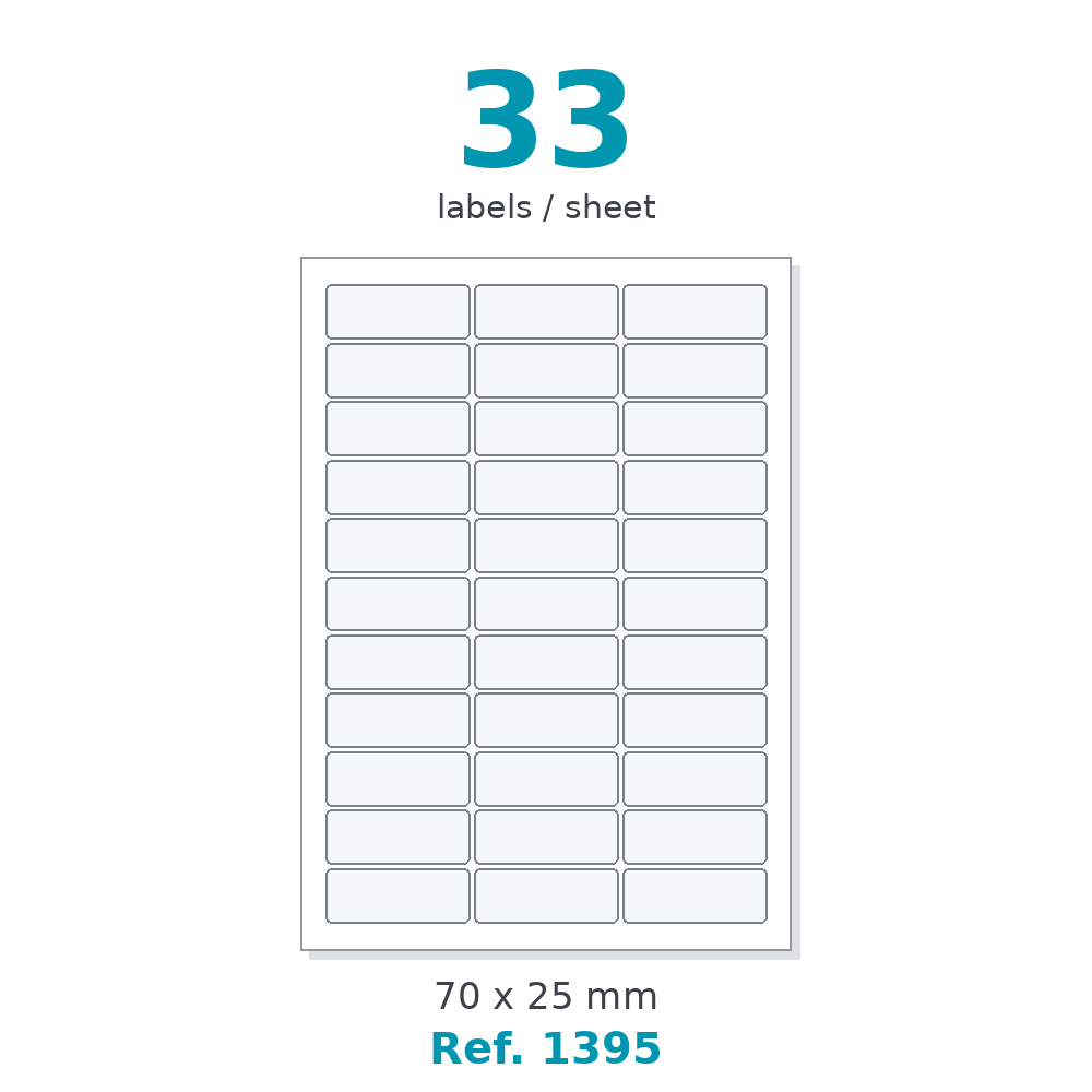 A4 label sheet layout - Ref. 1395