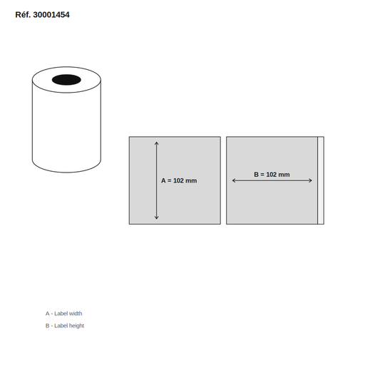 Schéma dimensions étiquette réf. 30001454