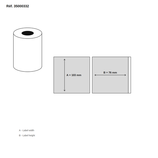 Schéma dimensions étiquette réf. 35000332
