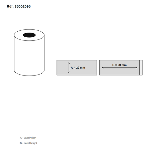 Schéma dimensions étiquette réf. 35002095