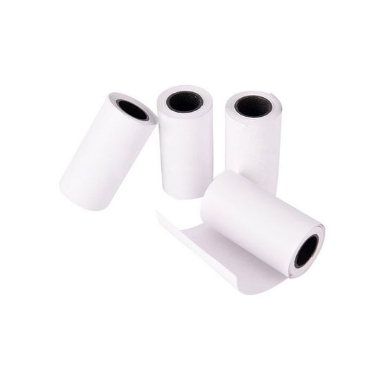 Bobine de papier thermique linerless sans support siliconé, adhésif continu, gros plan, TSi Shop