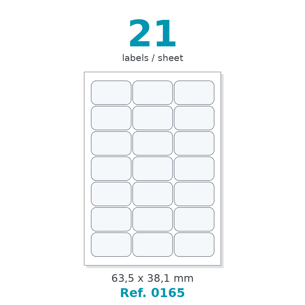 Label sheet layout - Ref. 0165