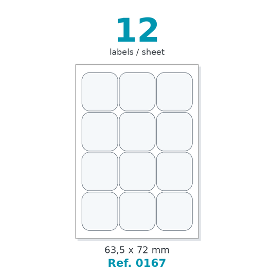 Label sheet layout - Ref. 0167