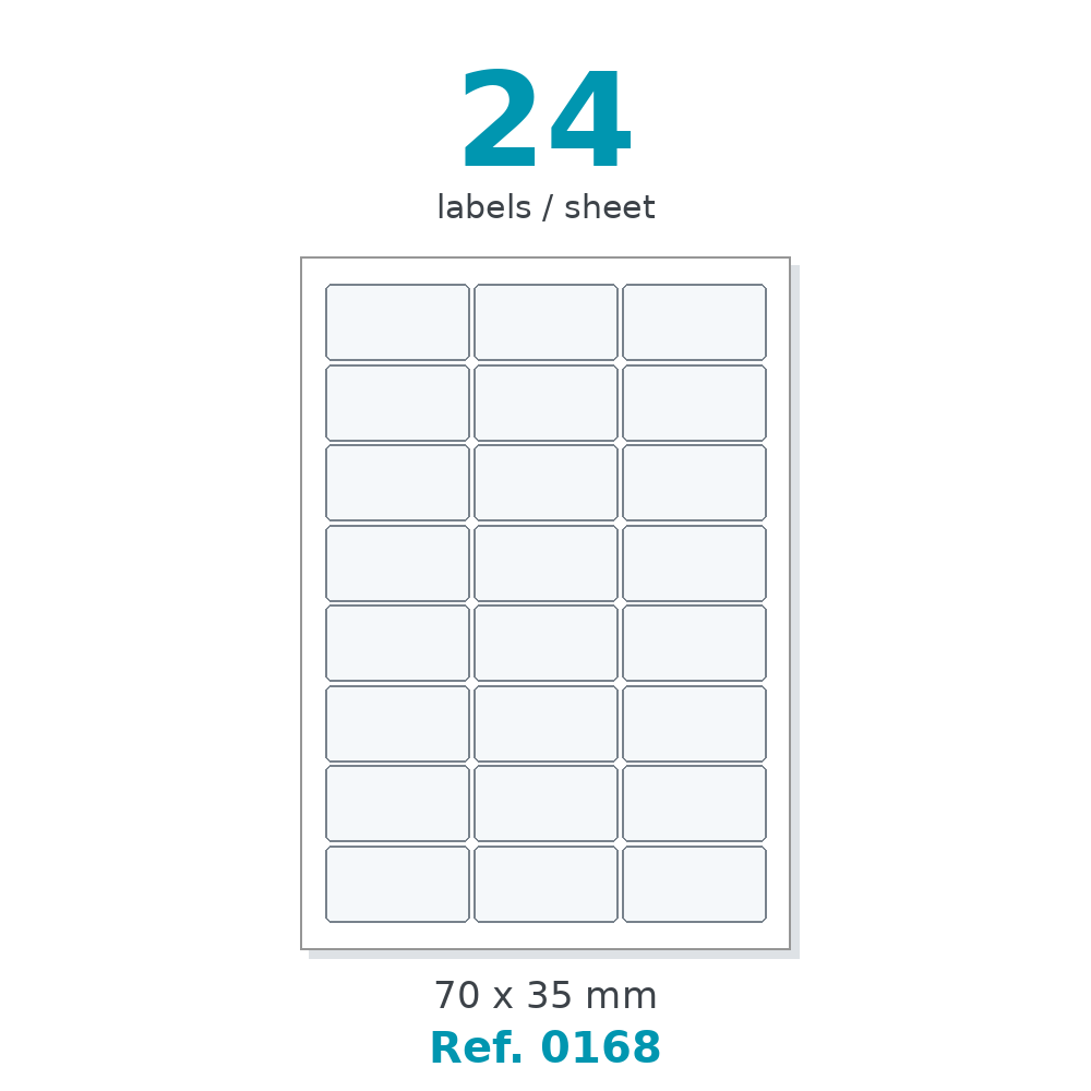 A4 label sheet layout - Ref. 0168