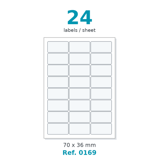 A4 label sheet layout - Ref. 0169