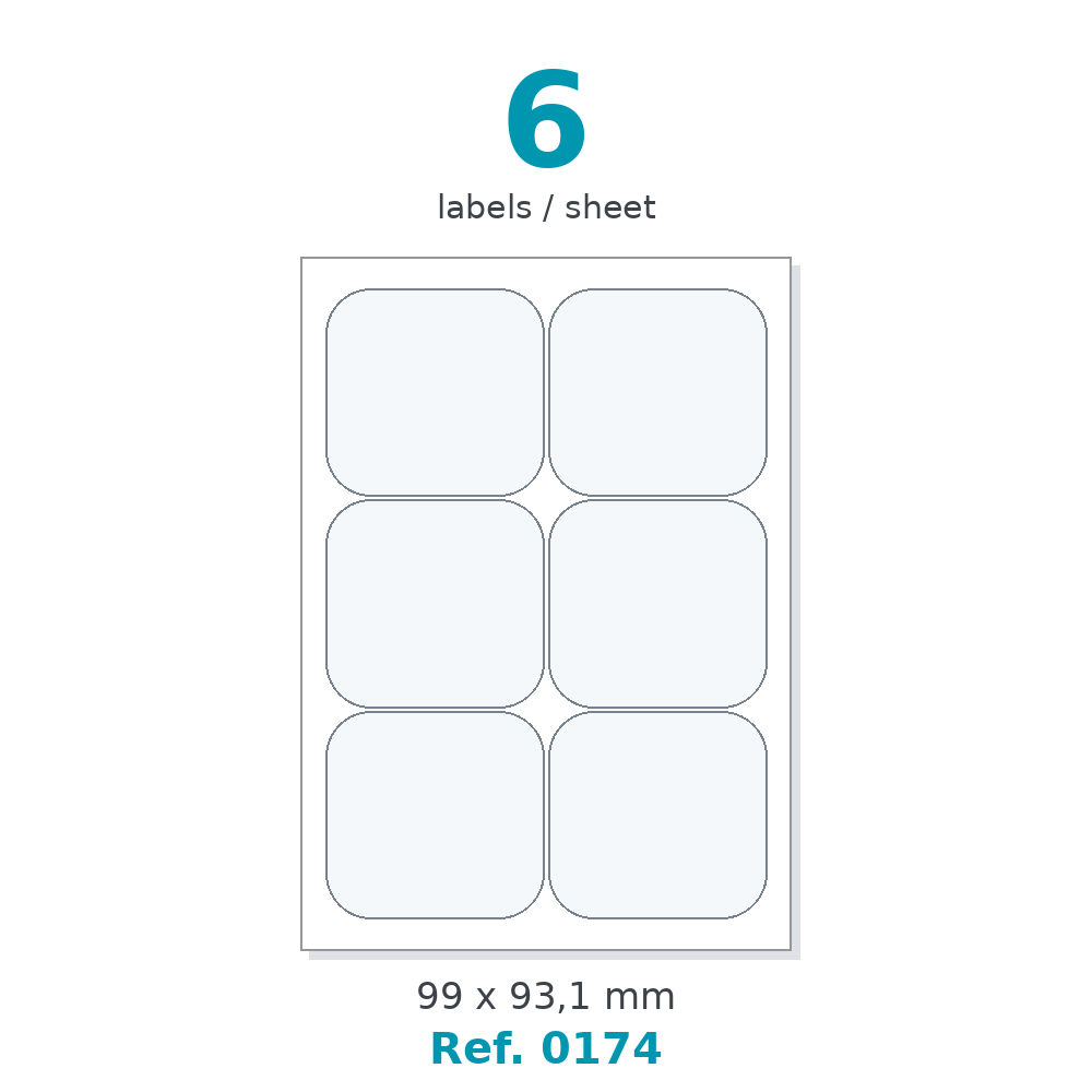 Label sheet layout - Ref. 0174