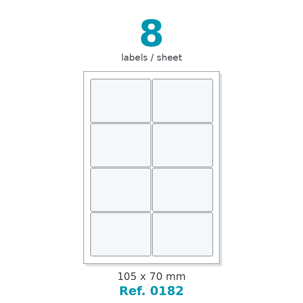 A4 label sheet layout - Ref. 0182