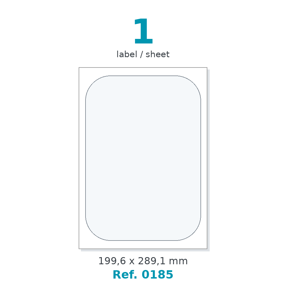 Label sheet layout - Ref. 0185