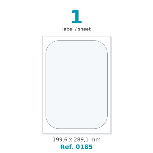 Label sheet layout - Ref. 0185