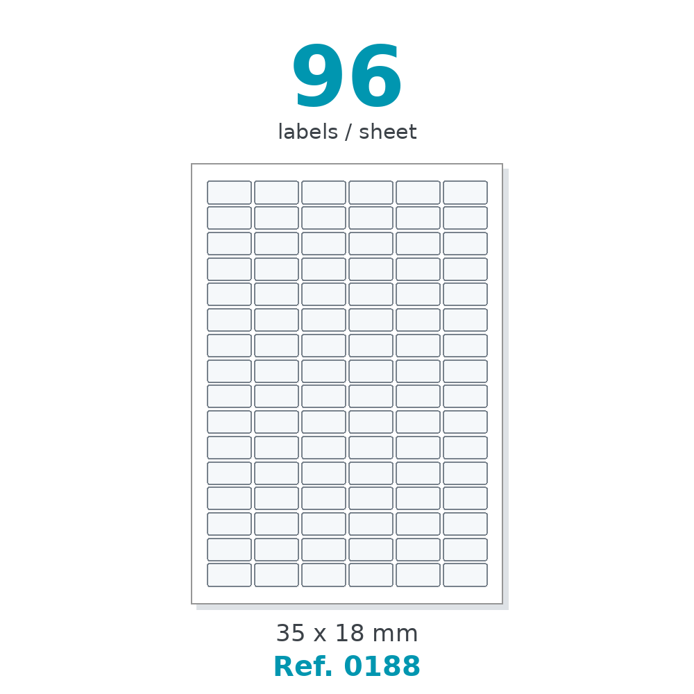 A4 label sheet layout - Ref. 0188