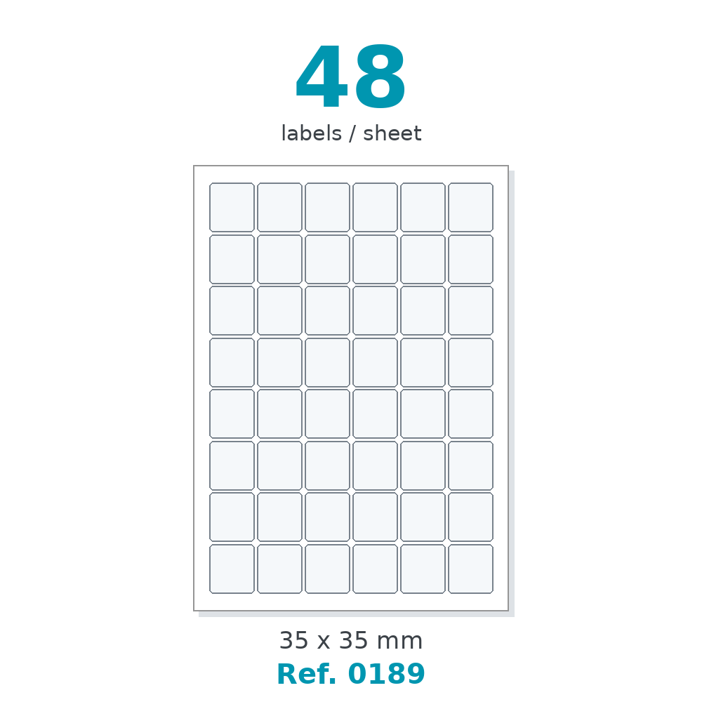 A4 label sheet layout - Ref. 0189