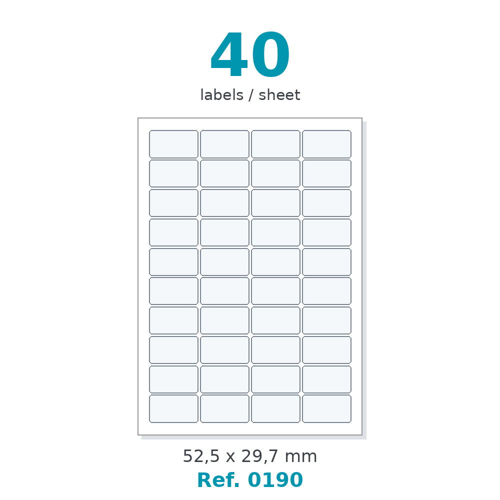 A4 label sheet layout - Ref. 0190