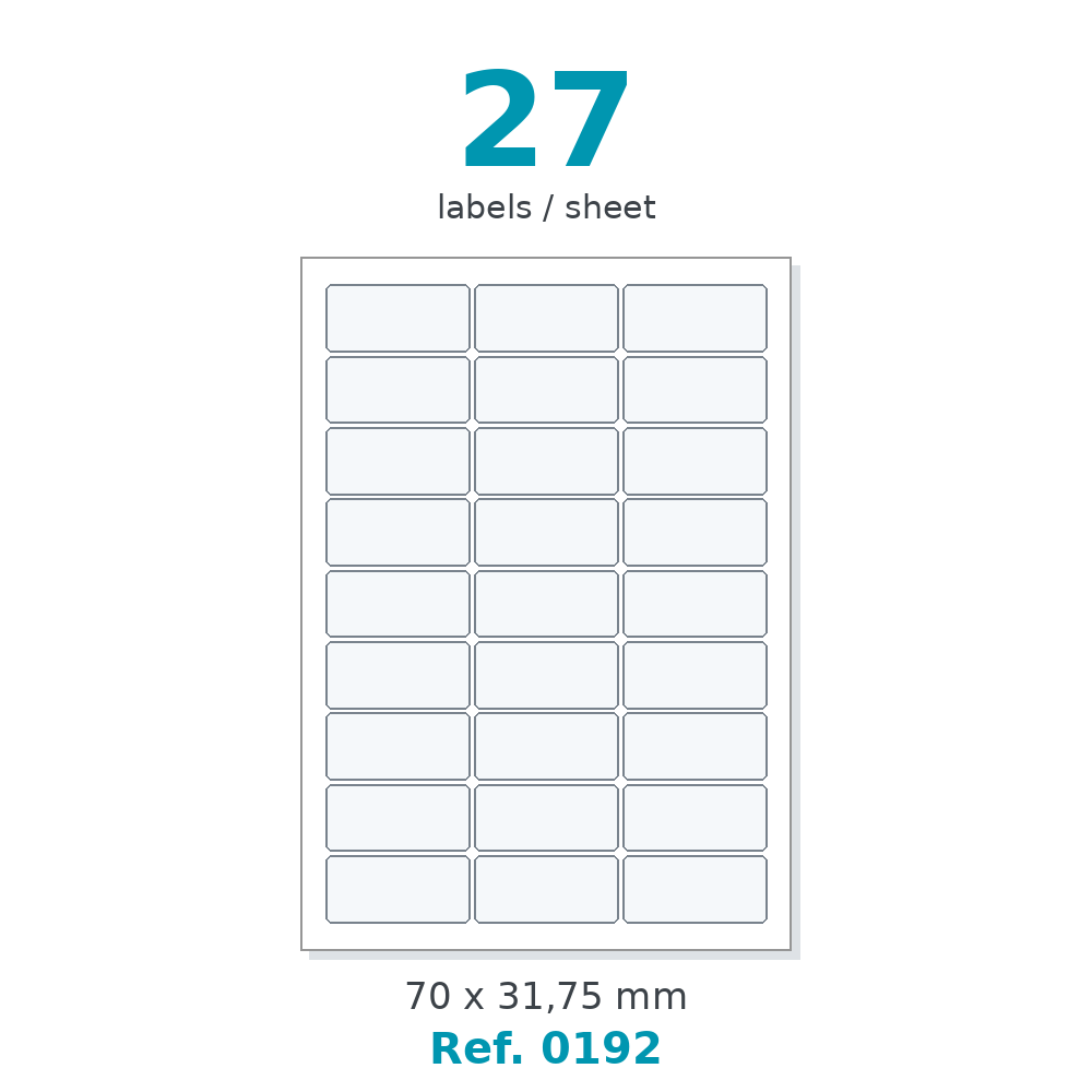 A4 label sheet layout - Ref. 0192