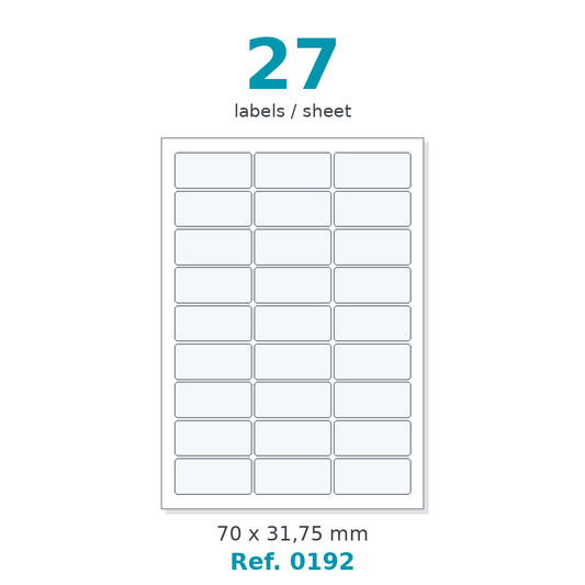 A4 label sheet layout - Ref. 0192