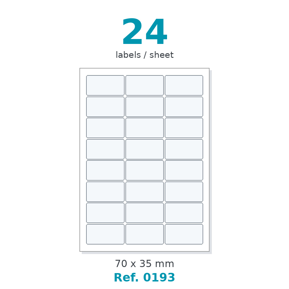 A4 label sheet layout - Ref. 0193