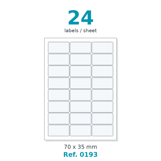 A4 label sheet layout - Ref. 0193