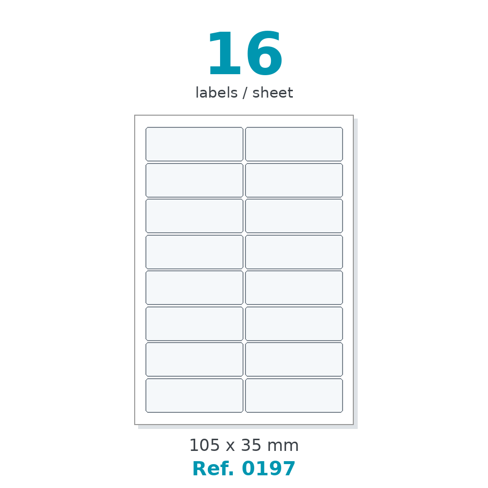 A4 label sheet layout - Ref. 0197
