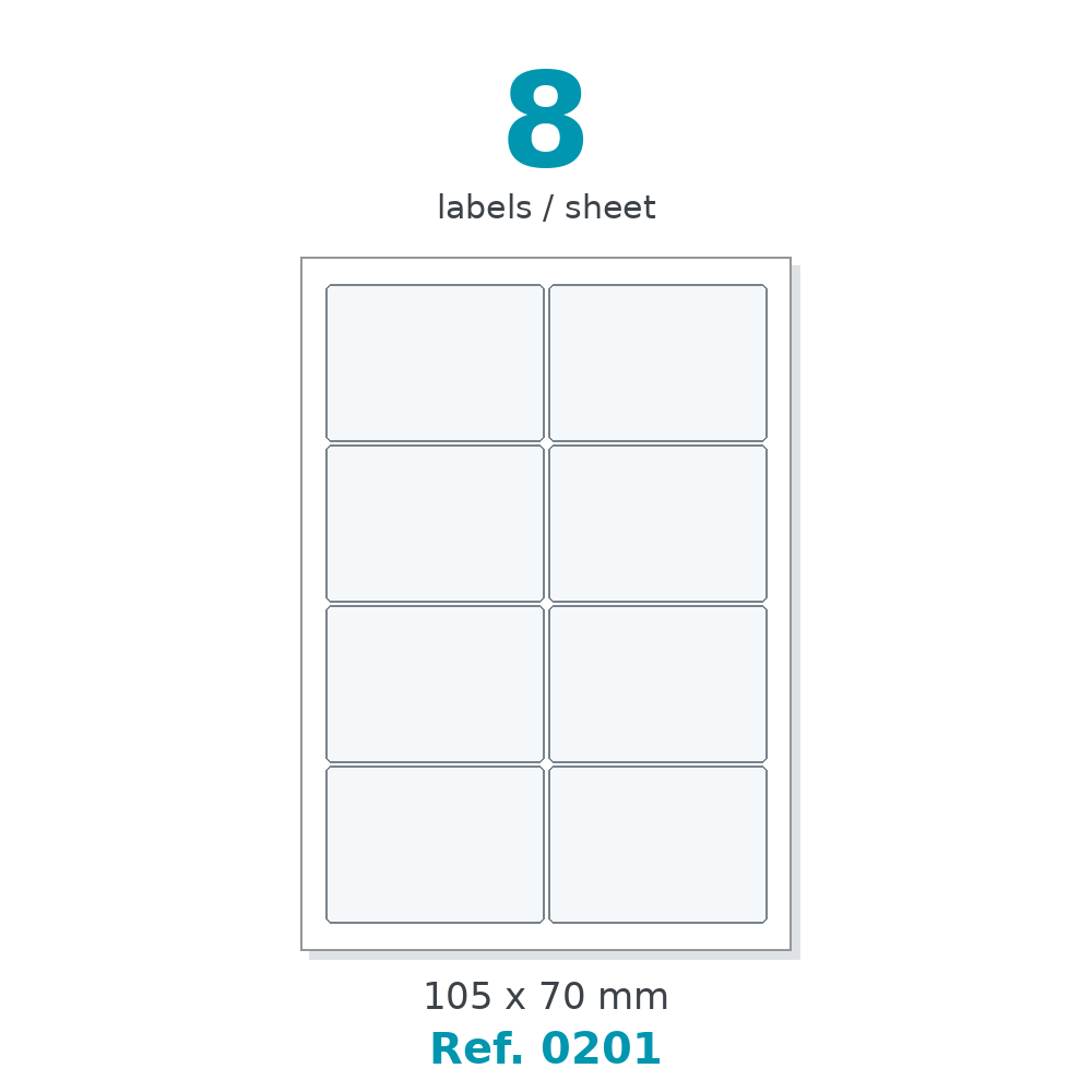 A4 label sheet layout - Ref. 0201