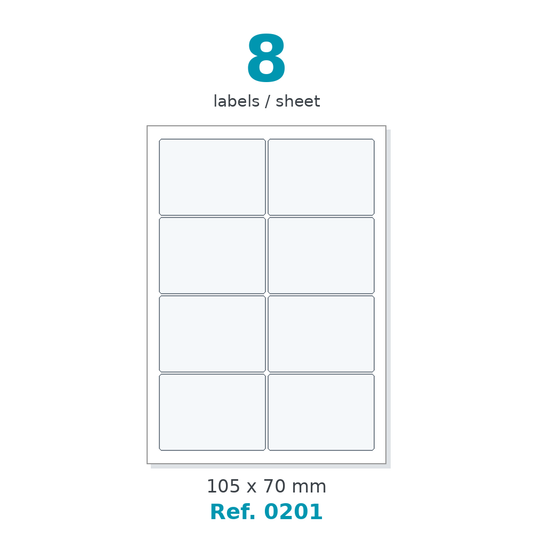A4 label sheet layout - Ref. 0201