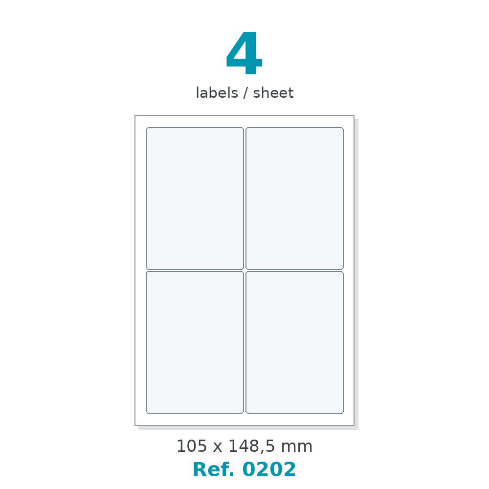 A4 label sheet layout - Ref. 0202