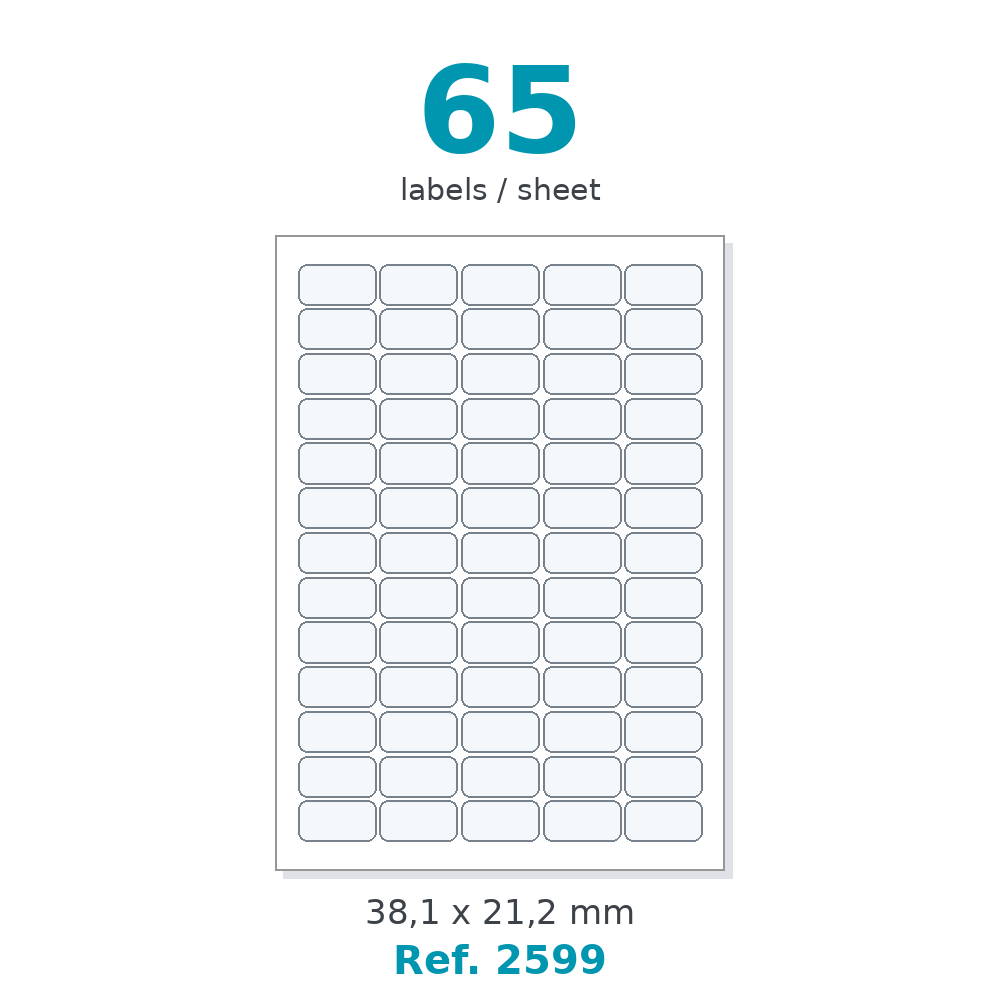 Label sheet layout - Ref. 2599