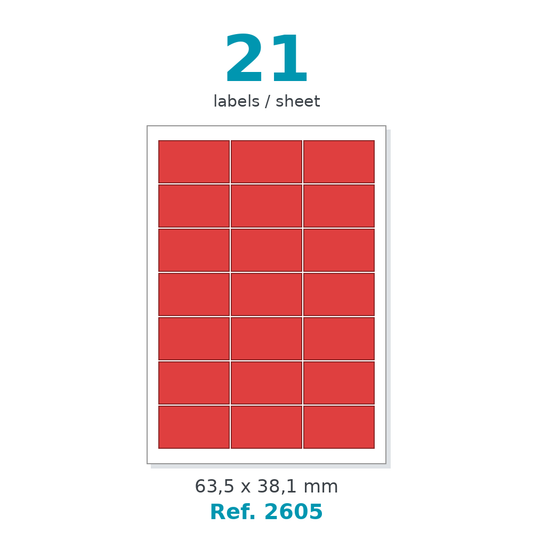 Label sheet layout - Ref. 2605