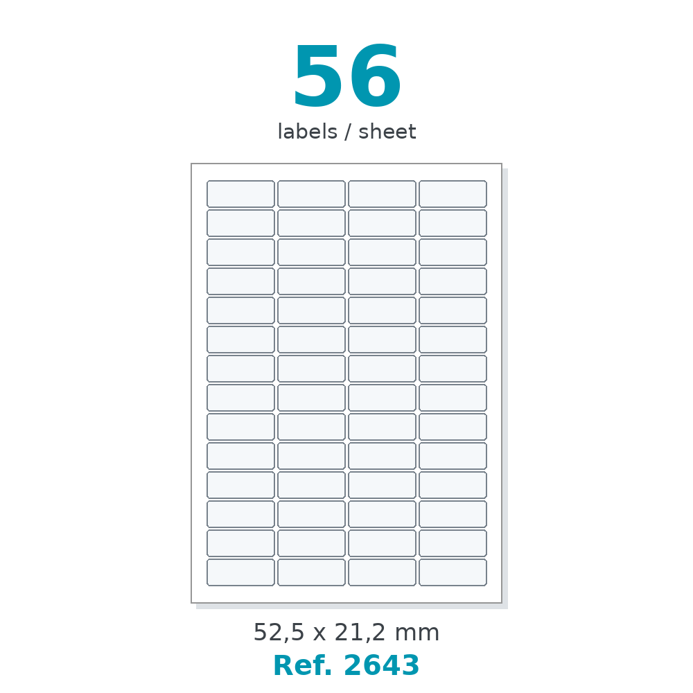 A4 label sheet layout - Ref. 2643