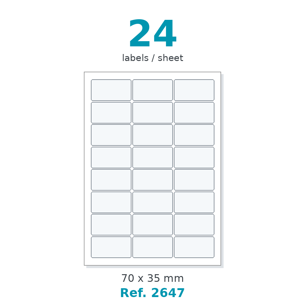 A4 label sheet layout - Ref. 2647