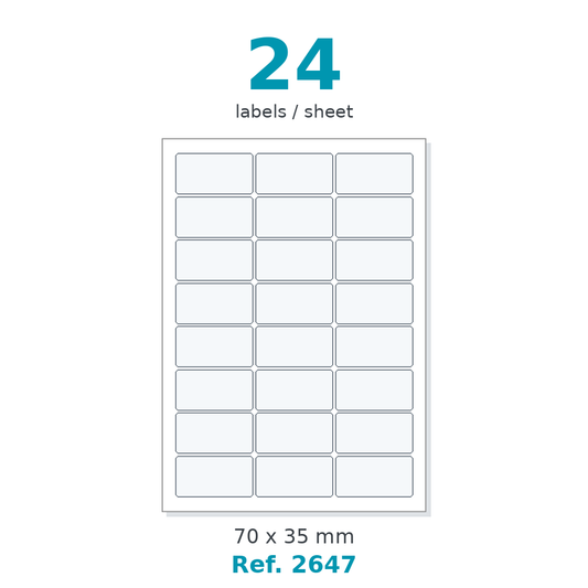 A4 label sheet layout - Ref. 2647