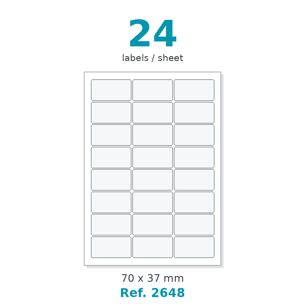 A4 label sheet layout - Ref. 2648