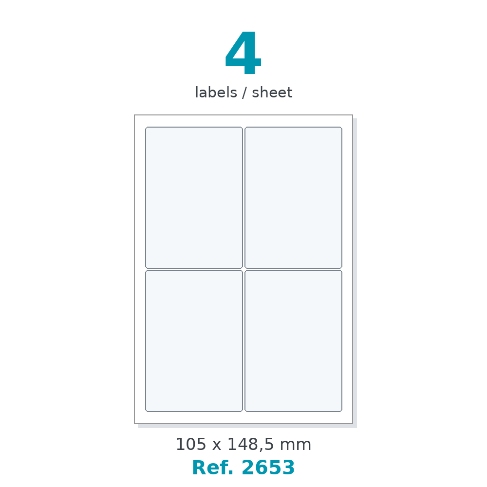 A4 label sheet layout - Ref. 2653