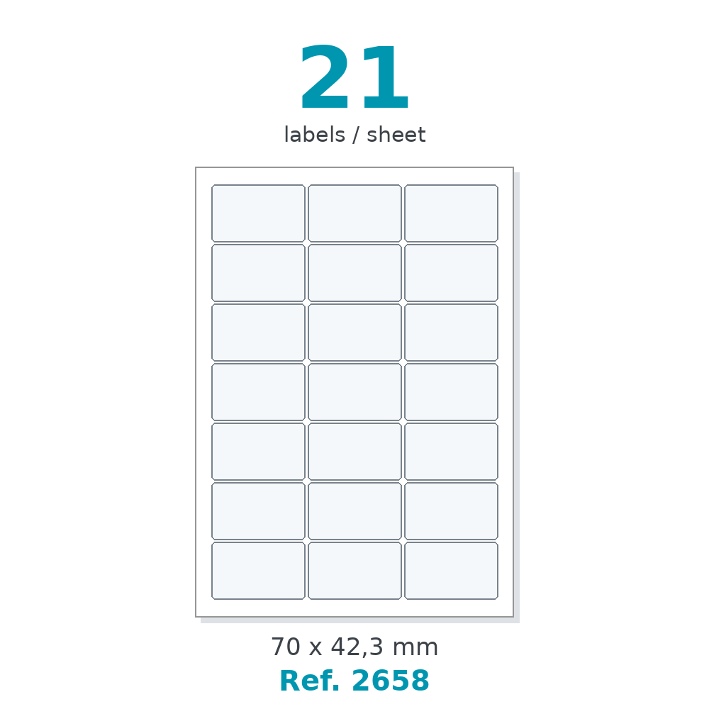 A4 label sheet layout - Ref. 2658