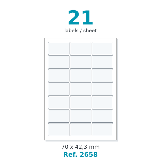 A4 label sheet layout - Ref. 2658