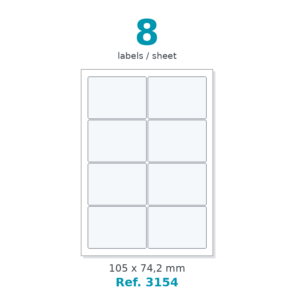 A4 label sheet layout - Ref. 3154