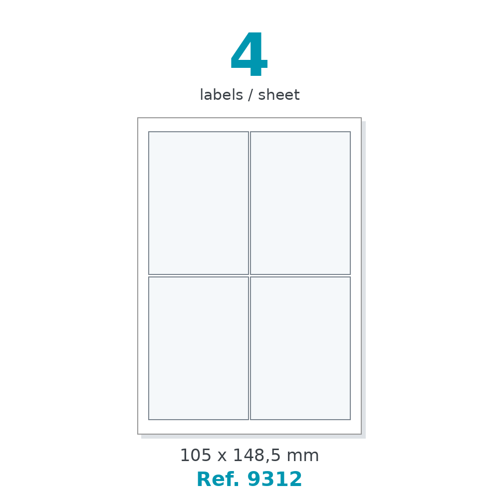 Label sheet layout - Ref. 9312