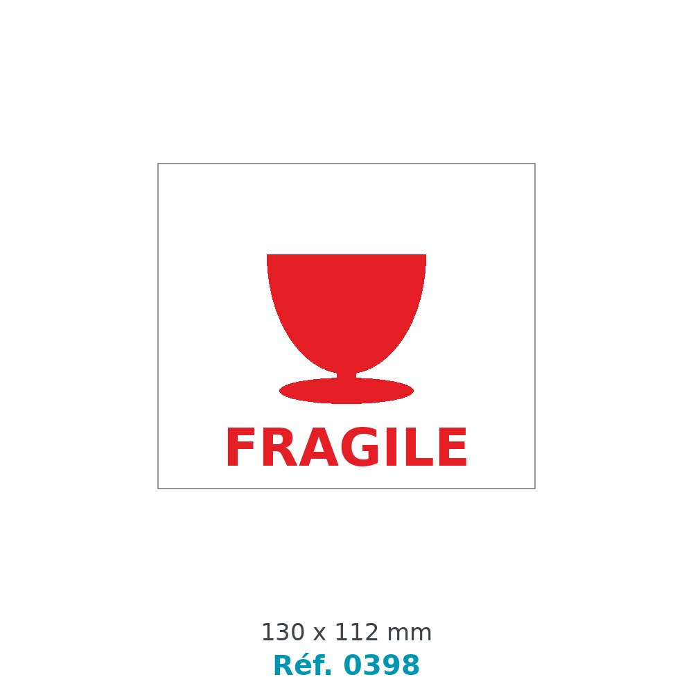 Étiquette signalisation FRAGILE verre - Réf. 0398