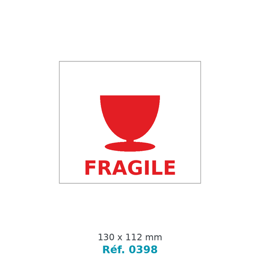Étiquette signalisation FRAGILE verre - Réf. 0398